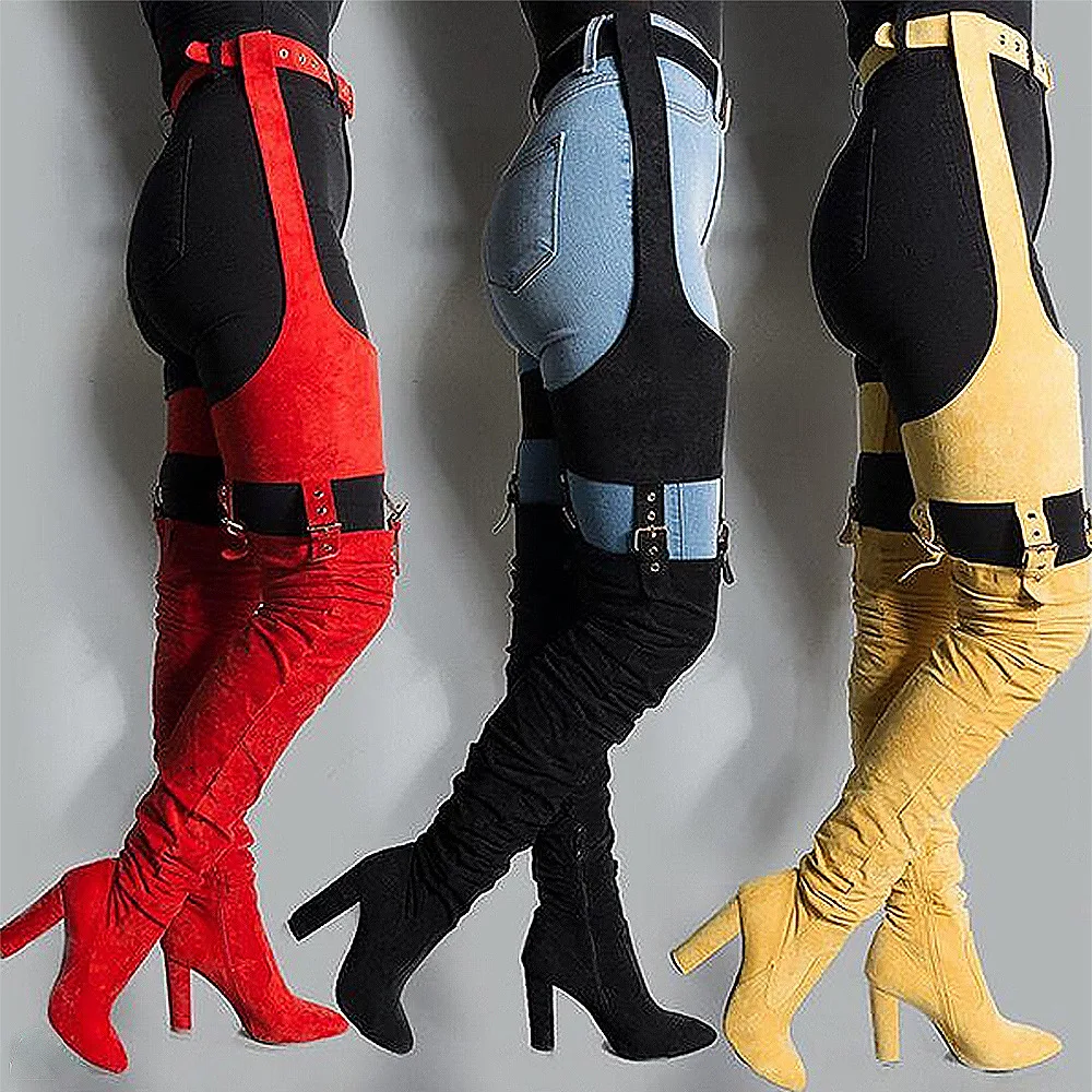 

Fashion Luxury Long Boots Women Winter Shoes Sexy Thigh High Boots Women Over The Knee Ladies Boots, Black,red,yellow