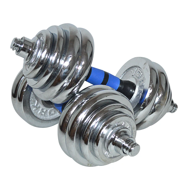 

20kg Gym equipment electroplating cast iron adjustable dumbbell with carrying case, Silver