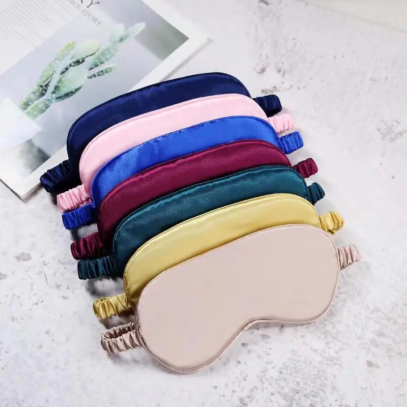 

Custom Logo High quality blindfold satin silk sleeping eye mask with elastic band breathable travel sleep eye mask