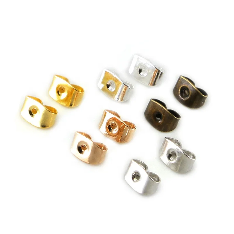 

200pcs/lot Zinc Alloy Earring Back Plug Earring Back Plug Earring Settings Base Ear Studs Back Post Butterfly For Jewelry Making, As picture