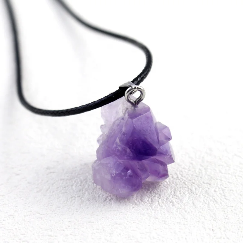 

Natural Amethyst Irregular Pendant Natural Raw Stone Purple Crystal Jewelry Pendant Necklace for Women Men