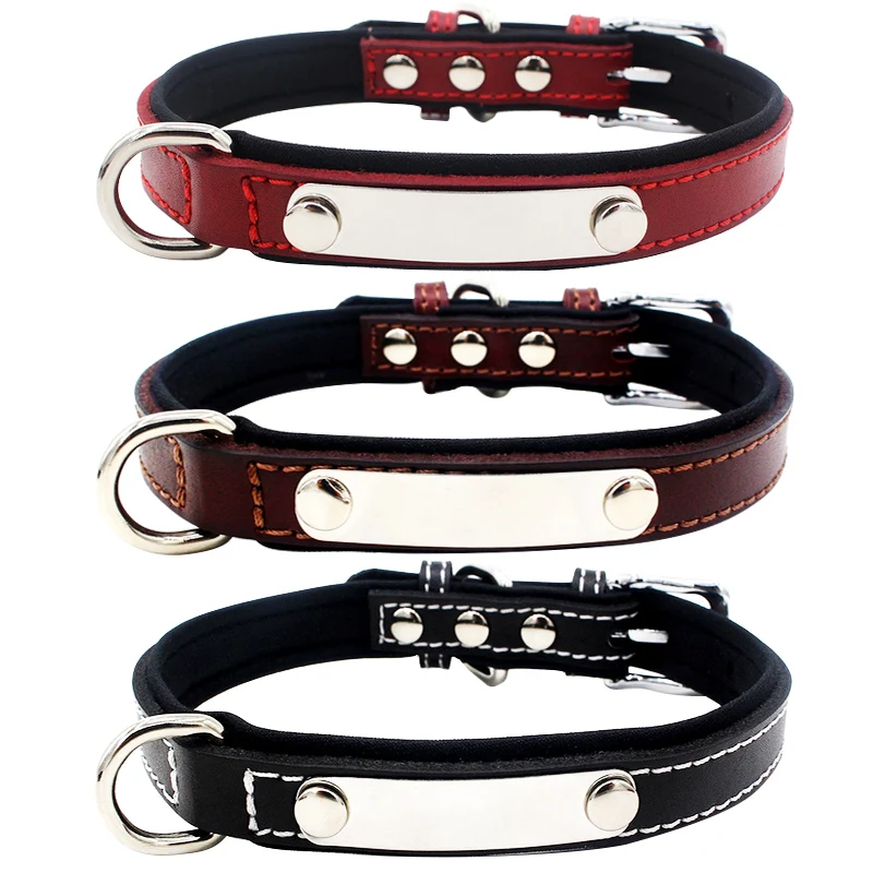 

Personalized ID Collar Reflective Leather Customized Cat Collar For Puppy Chihuahua