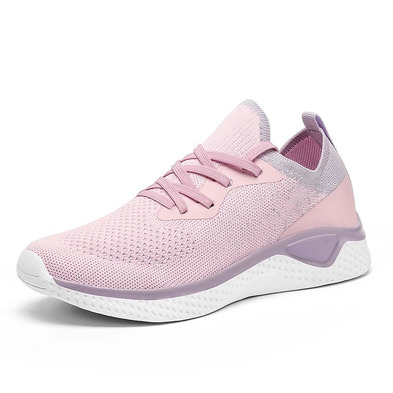 

Hot Pink student casual shoes women's fashion sneakers basic fly weave walking shoes