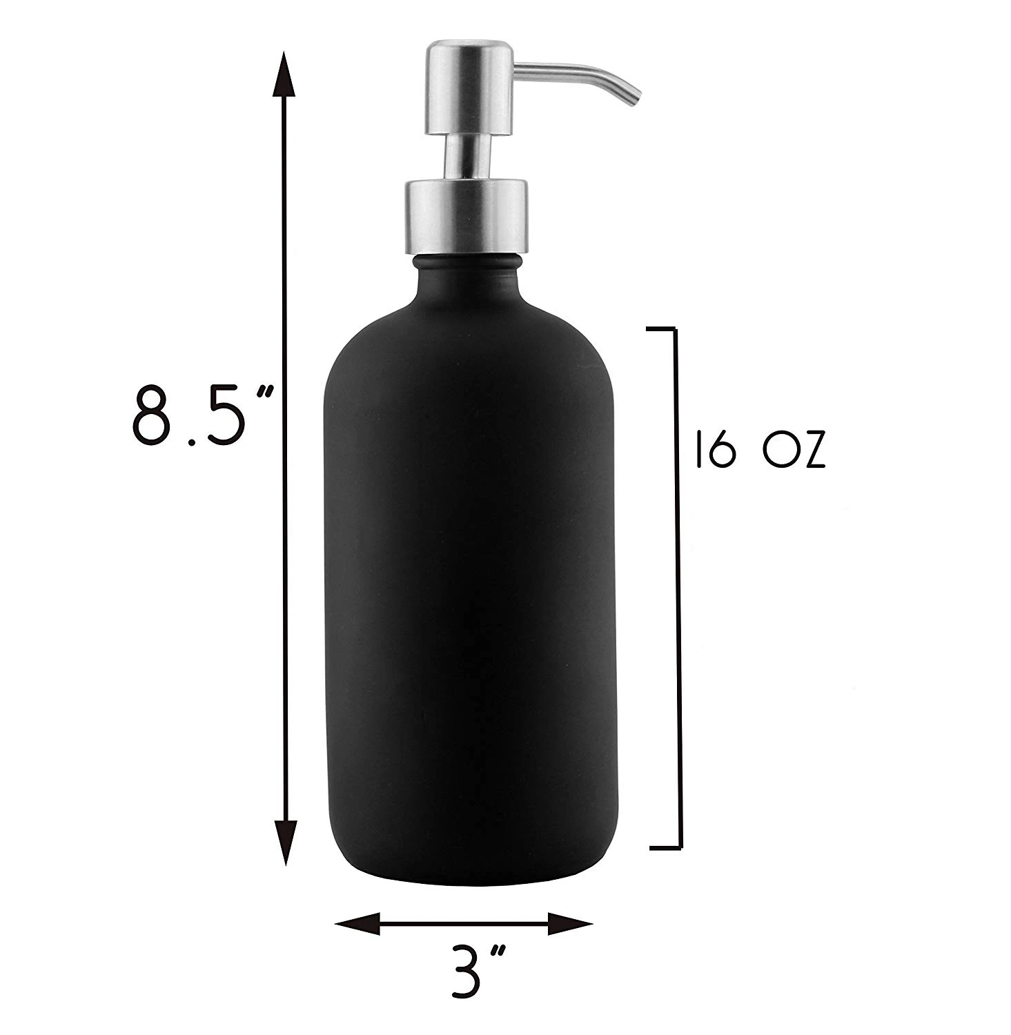 Matte Black Soap Dispenser With Chrome Metal Pump For Bathroom,Bedroom ...