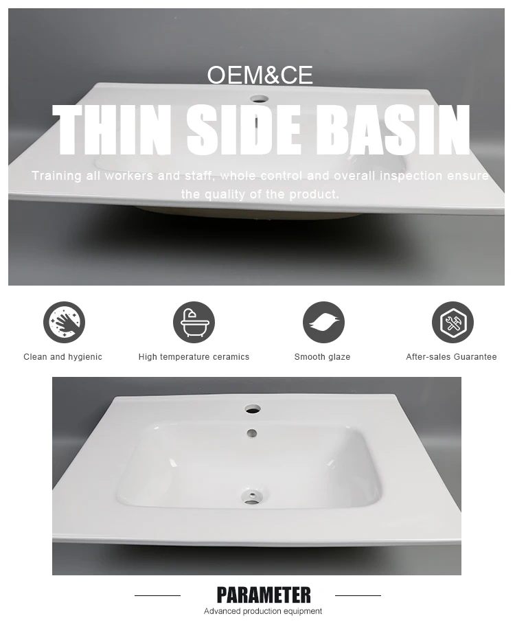 Thin Ceramic Modern Washbasin For Bathroom Cabinet