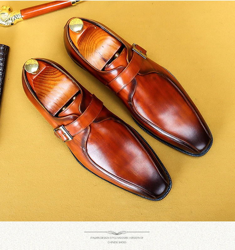 

Men's leather shoes leather 2021 new business casual Monk shoes European and American men's dress shoes