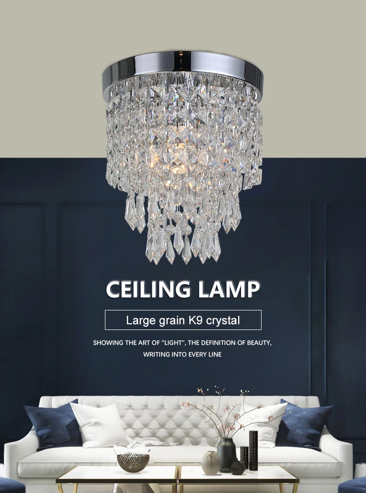 Modern crystal indoor decoration for bedroom hotel lobby pendant ceiling Light
