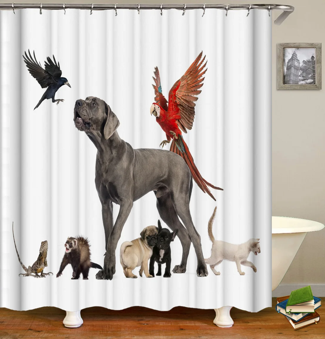 

i@home wholesale custom dog shower curtain printing polyester, As picture show