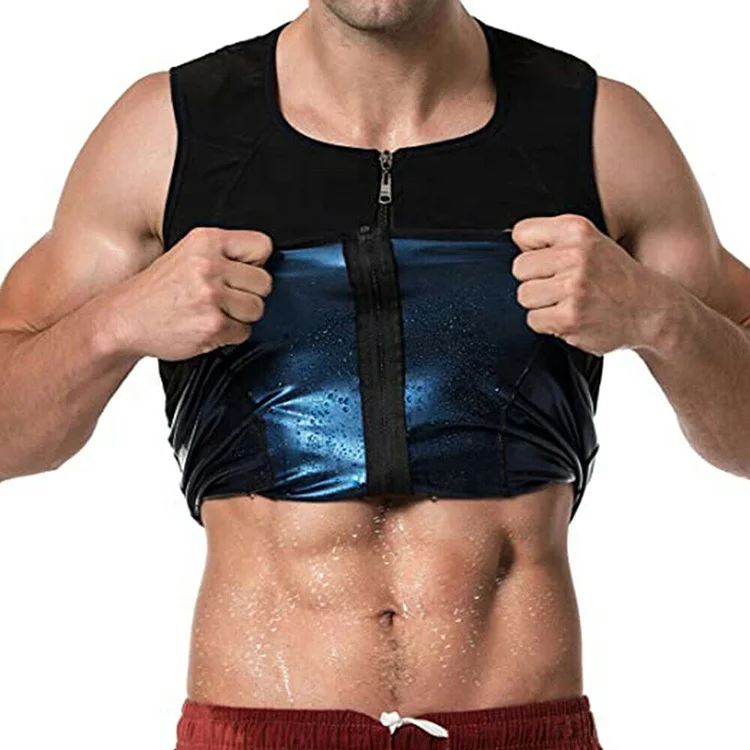 

Sauna Vest for Men Waist Trainer Sweat Vest with Zipper Heat Trapping Vest Sauna Suit Sweat Tank top for Men, Black