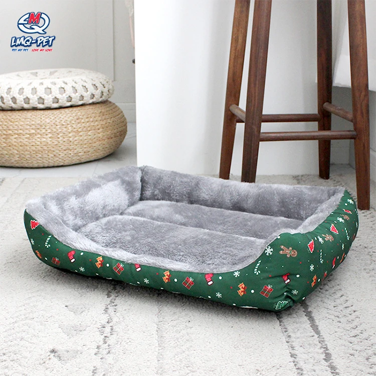 

Christmas Pet Bed For Cats Dogs Fluffy Soft Comfortable Cat Bed Plush Pet Sleeping Bed Cushion Sofa, Green