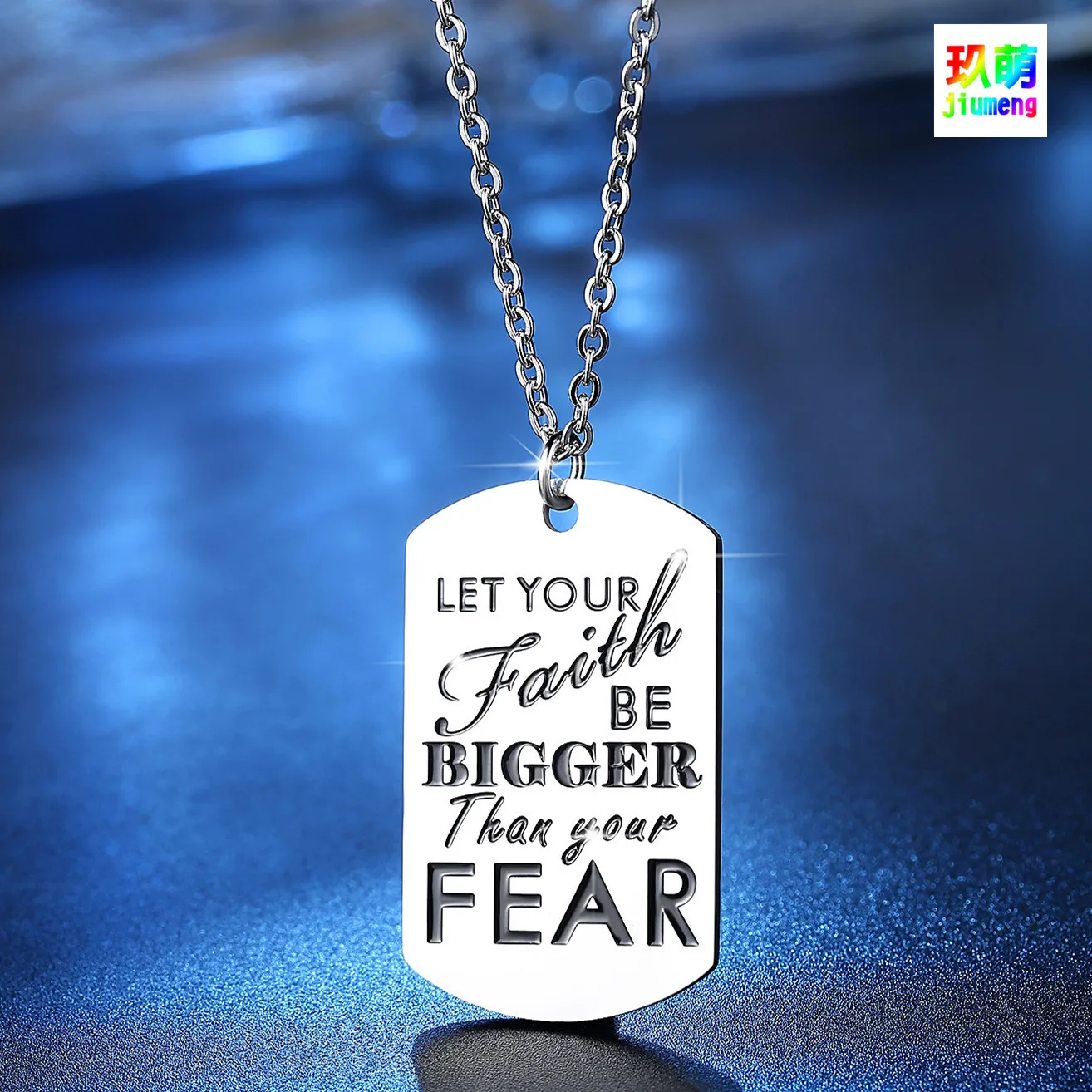 

Stainless Steel Letter Necklace Let Your Faith Be Bigger than Your Fear Encourage