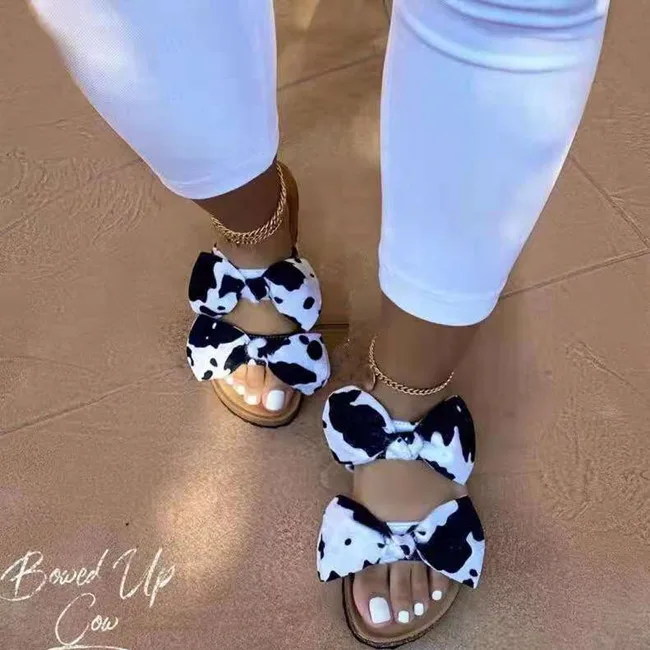 

Wholesale New Design Sexy Silk Leopard Bow Summer Flat women slippers flat sandals, Shown