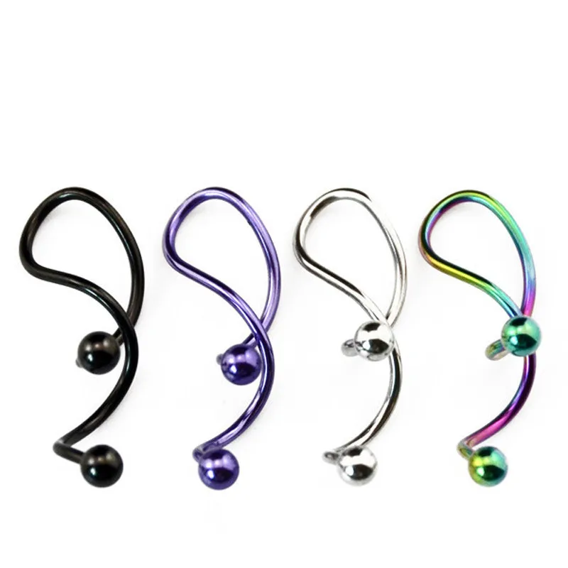

Fashion Steel Figure Long Type Ear Bone Nail Stainless Steel Double Round Ball Anti-allergic Ear Nail Girl
