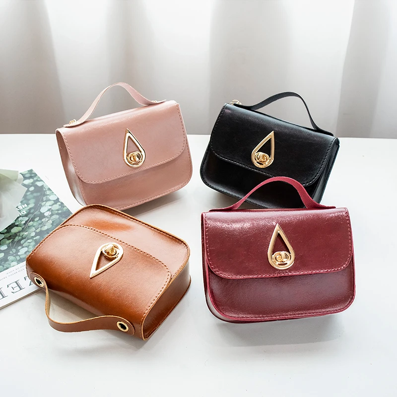 

2021 New Oil wax leather Chain ladies bags PU women hand bags messenger bag fashion girl phone Chain small shoulder handbags