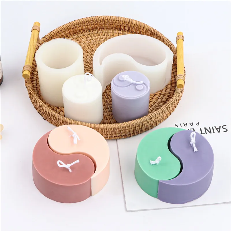 

LOVE'N LV467R INS Tai Chi Yingyang silicone candle mold DIY cylindrical soap mold for home decoration