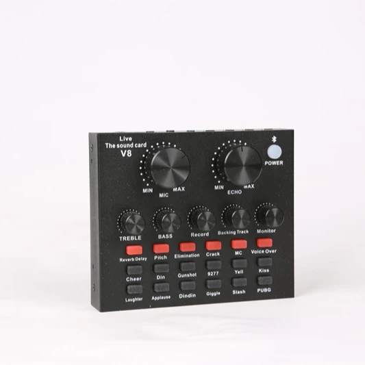

2021 Amazon hot selling USB studio recording V8 V8S sound card set, Black