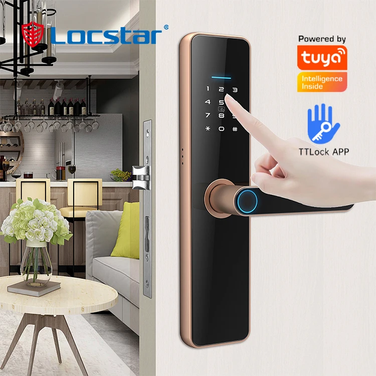 Locstar Security Doorlock Cerradura Inteligente Digital Biometric Fingerprint Tuya App Wifi Smart Lock