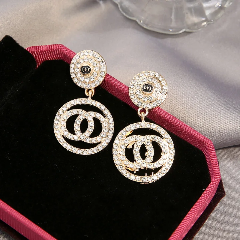 

wholesale women designer brand logo g diamond popular brands C drop earrings