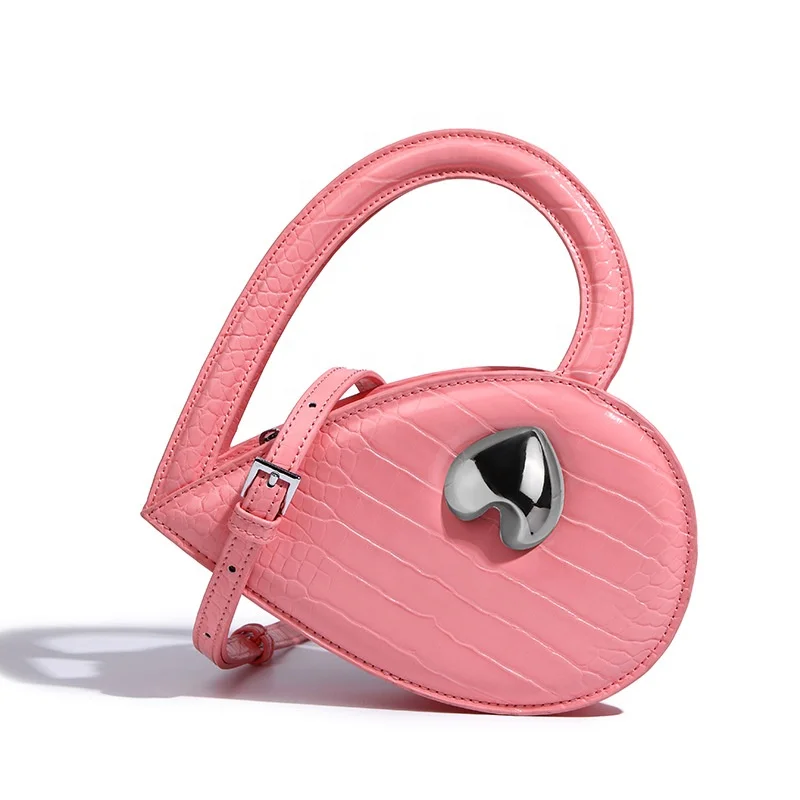 

High Quality Pink Heart Shaped Purse Handbag Customer Made Purse Bags Factory Guangzhou