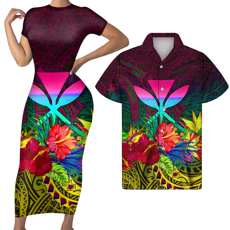

Casual Dresses Women Lady Elegant Women Short Sleeve Polynesian Tribal Design Shirt & Clothing Women Long Bodycon Maxi Dresses