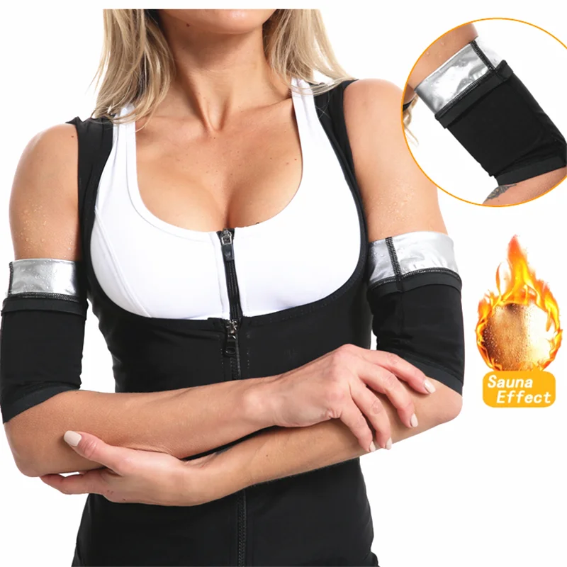 

Women Upper Fat Arm Slimming Sleeves Trimmers Wrap Sauna Weight Loss Control Seamless Sweat Band Belt Trainer Slimmer Arm Shaper, Balck