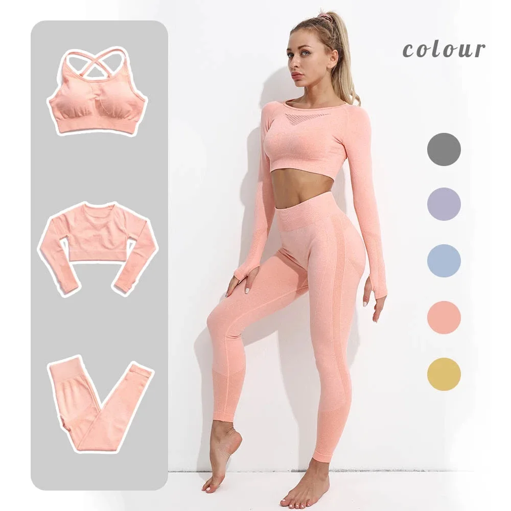 

Seamless Leggings gym wear Yoga Sport sets women's sport suit, Picture color