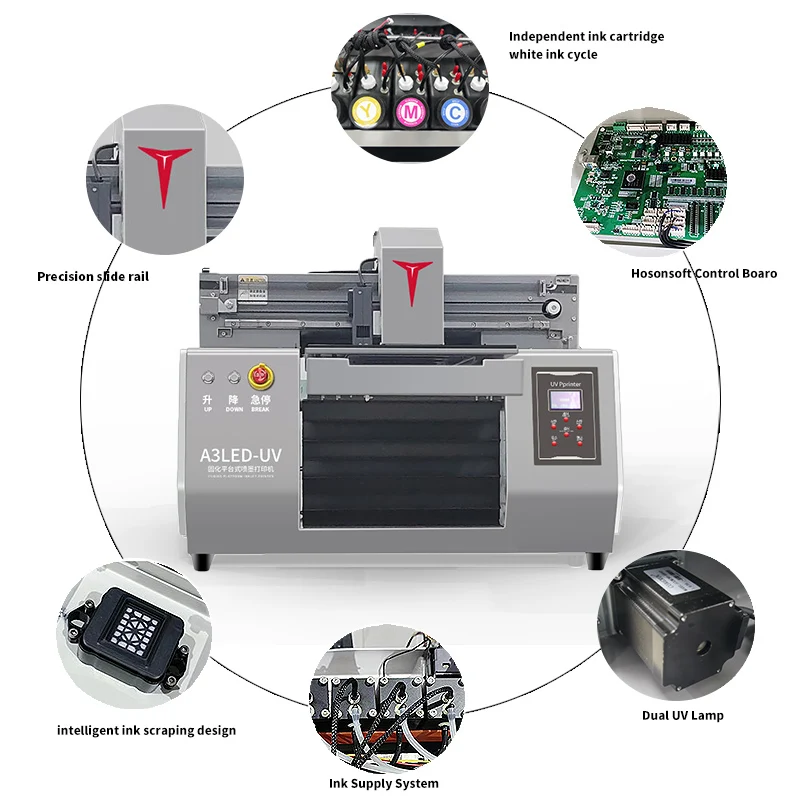 

Factory Price A3 UV Machine Inkjet Printers Indoor Outdoor UV Printer XP600 White Color UV A3 Flatbed Printer