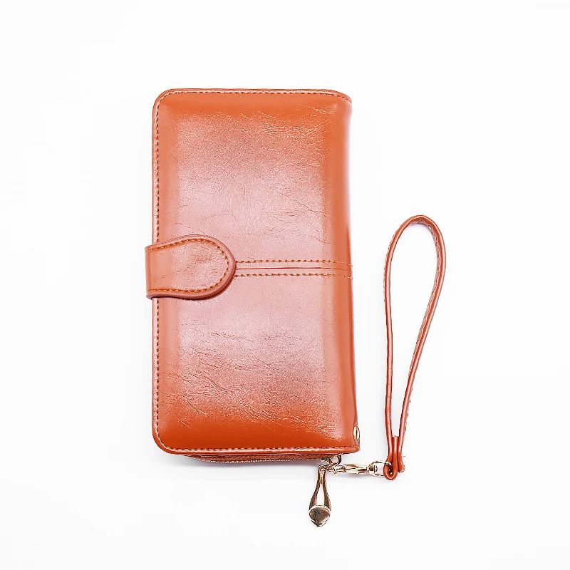 

Wallets for Women Fashionable Retro Long Ladies Purse Multifunction Mobile Phone Bag leather wallet, Brown