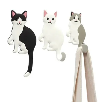 

Door Hanging PVC Wall Hook Self Adhesive Refrigerator Stickers Animal Cat Shape Hnager Hooks