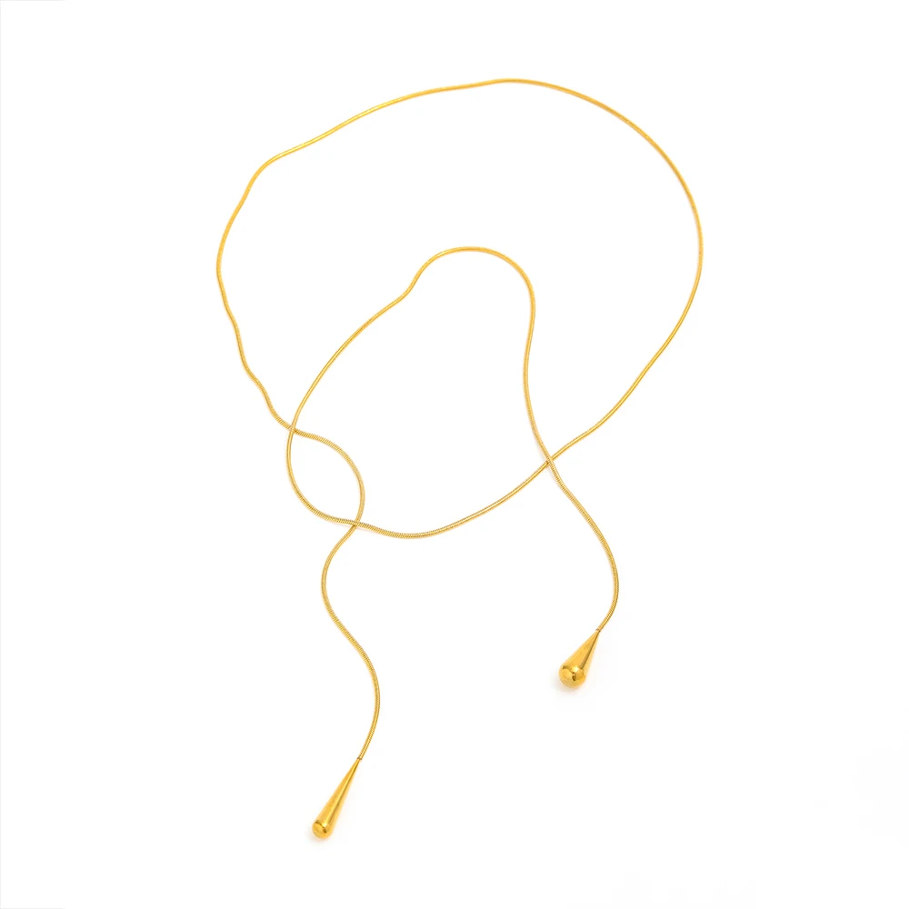 

Joolim Dainty Chain Overlength Necklace Stainless Steel Big Small Tear Drop Necklace Jewelry Wholesale Drop Shipping