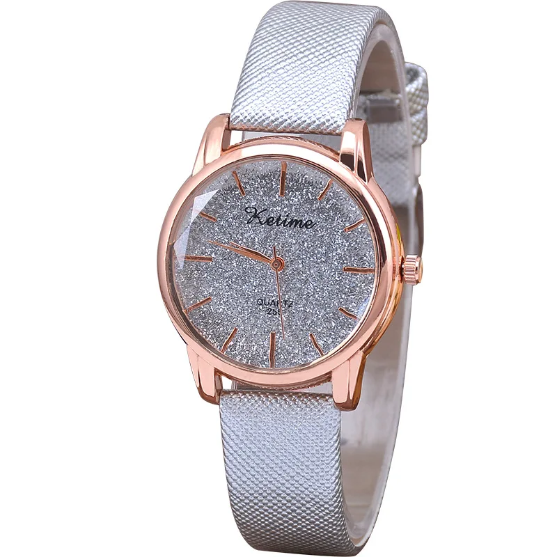 

Wholesale Korean Black Star Dial PU Leather Belt Quartz Watch for Women, Picture shows