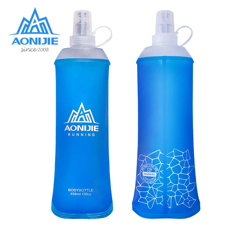 

AONIJIE SD19 R450 Soft Flask Folding Collapsible 450ml Water Bottle TPU BPA Free Running Hydration Pack Waist Bag Vest Marathon, Blue