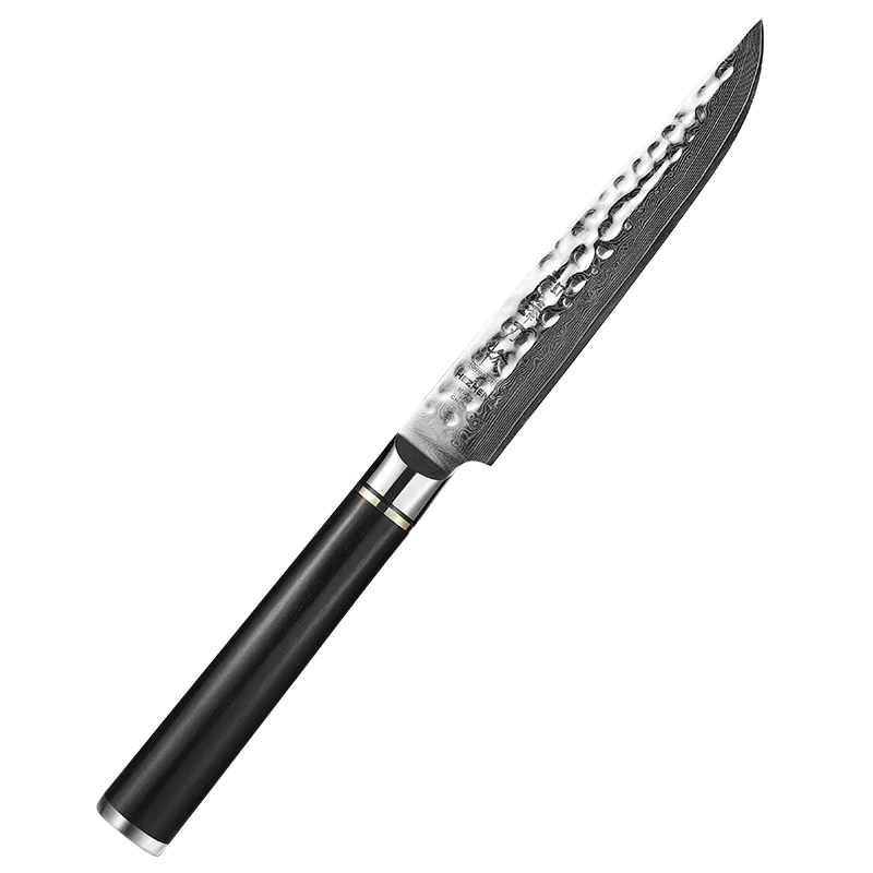 

Professional Japanese Style Damascus Steel Kitchen Steak Knife with Natural Ebony Wood Handle