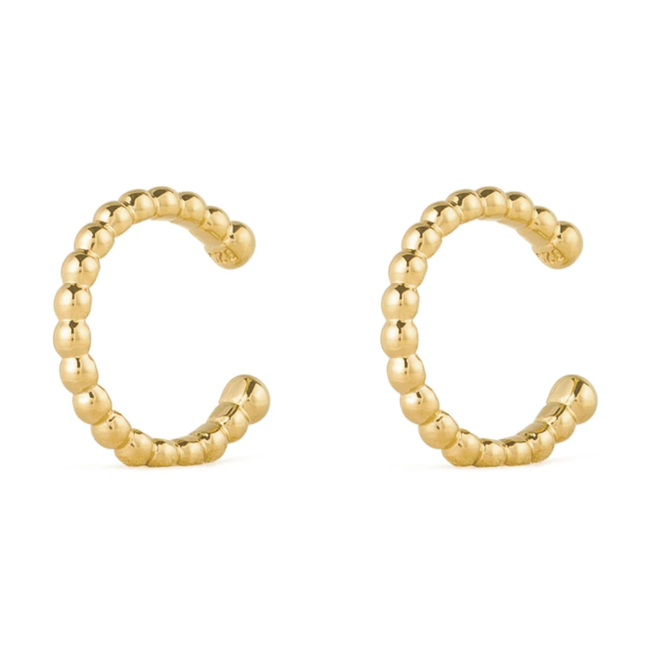 

18k gold plated jewelry fashion 925 sterling silver classical simple style bead ear cuff for women party