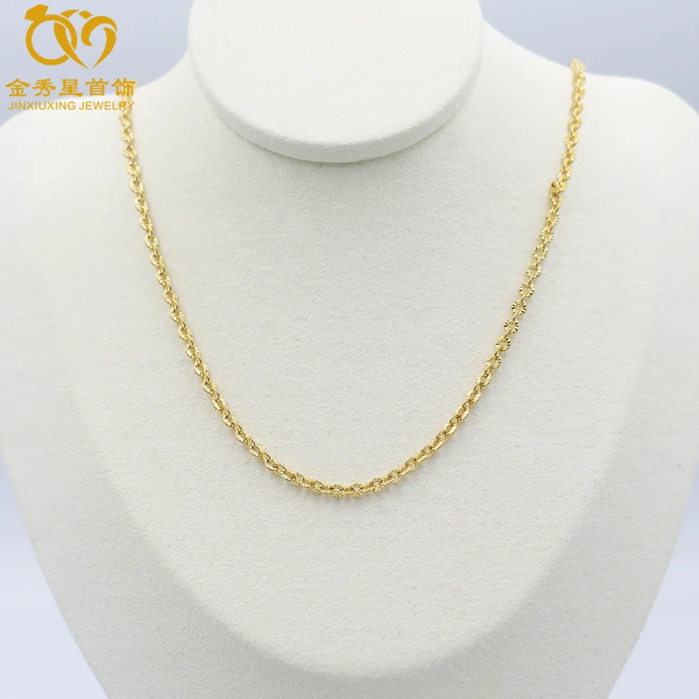 jiniuxing wholesale chain plated 24K gold necklace, simple dubai Necklace