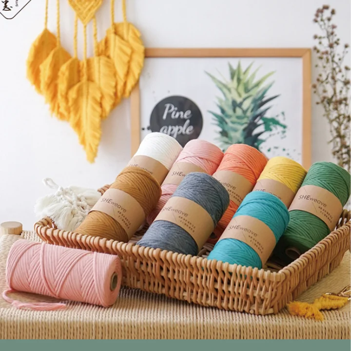 

Factory hot sale single strand cotton rope macrame cord 5mm for macrame hanging, 24 pcs spot wholeslae