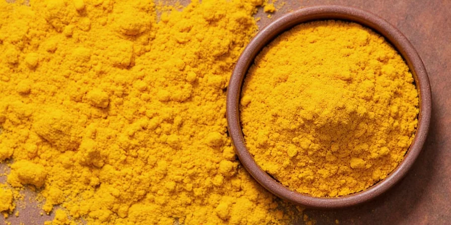 Close-up of turmeric, cumin, and other curry ingredients