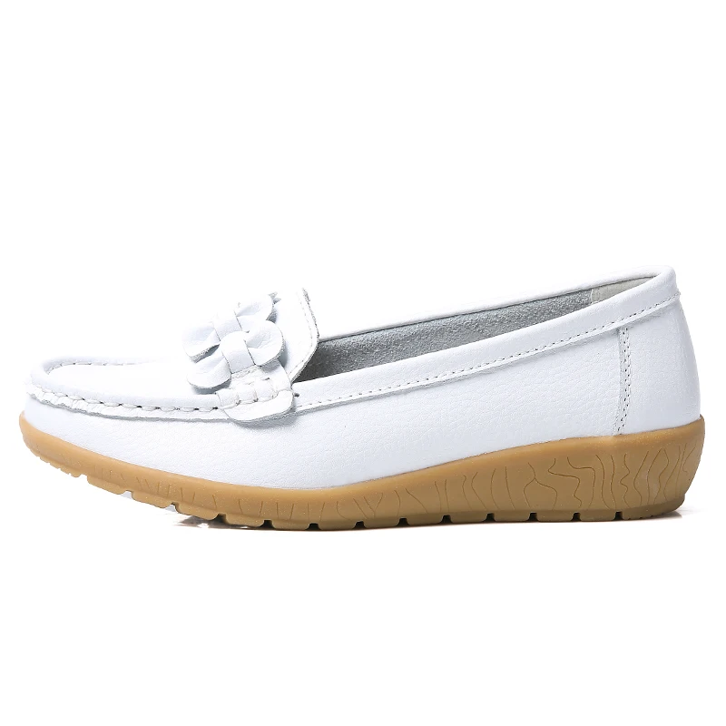 

Ladies work leather shoe flat black shoes for women