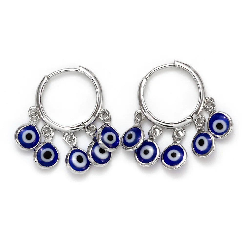 

2021 Sailing Jewelry Greek Turkish Blue Evil Eye Hoop Earrings Hypoallergenic Evil Eye Huggie Hoop Earrings