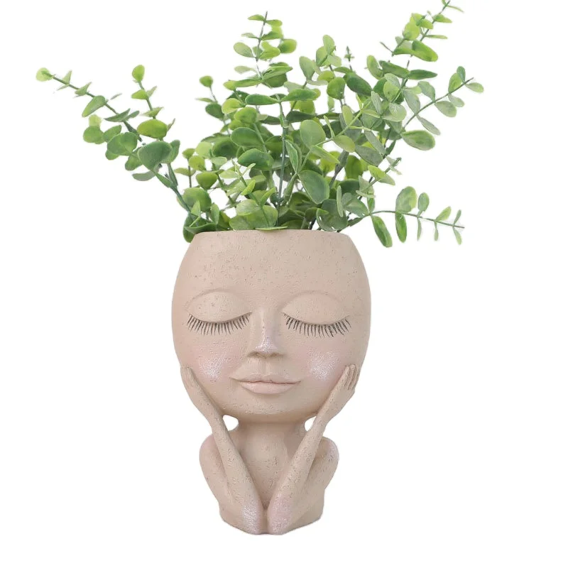 

Wholesale flower vase indoor cute face resin flower pots, As picture show