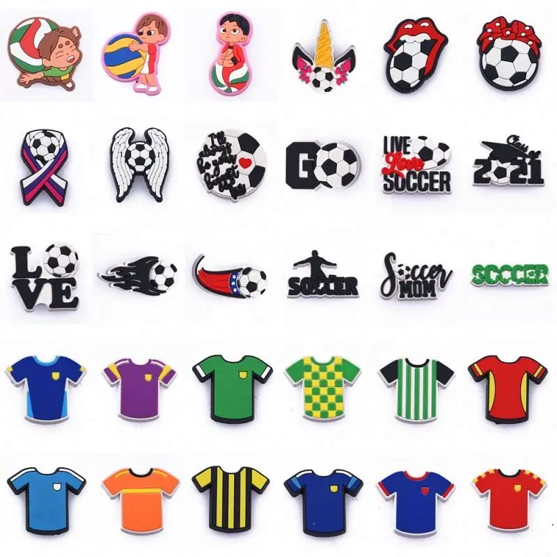 

2022 Custom Cartoon Souvenir PVC Designer Shoe Charm Football Team logo Games Croc Charms for Clog Decoration, Picture