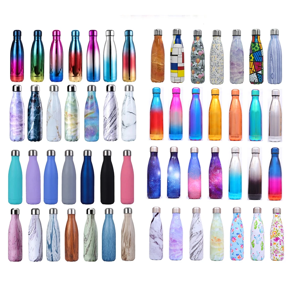 

High Quality Custom Logo Double Wall Insulated Vacuum Flak Cola Shape Bottle Stainless Steel Water Bottle