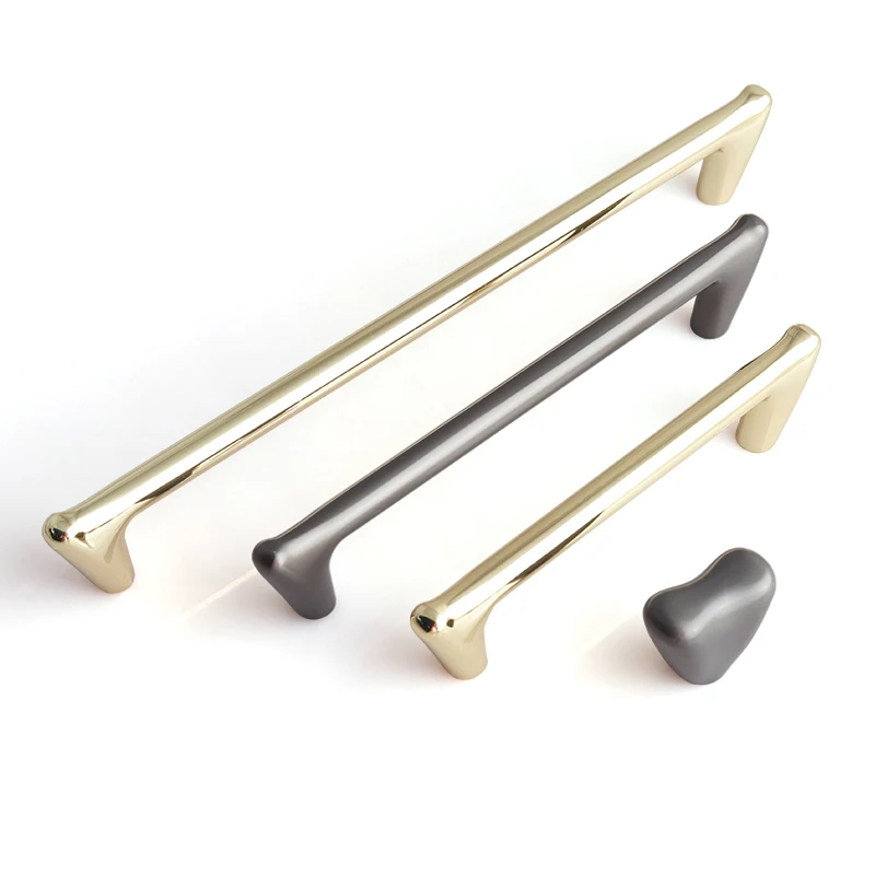 Oukali Wholesale Modern Furniture Cabinet Handle Kitchen Wardrobe Zinc Alloy Gold Drawer Pull Knob Handles