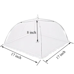 Image of Large Pop-Up Mesh Screen Food Cover Tent Umbrella, Reusable and Collapsible Outdoor Picnic Food Covers, Mesh Food Cover