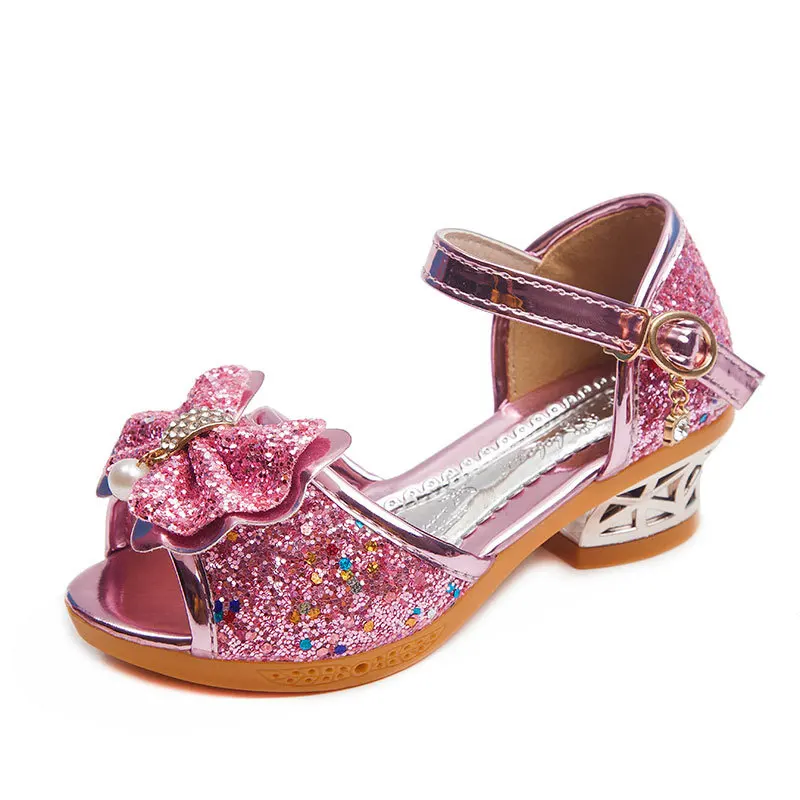 

Summer new princess high-heeled Children's sandals girls shoes bling girl school shoes, Pink/silver/purple/plum