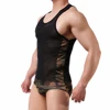 Flash mesh vest top men's sexy camouflage all-in-one underwear