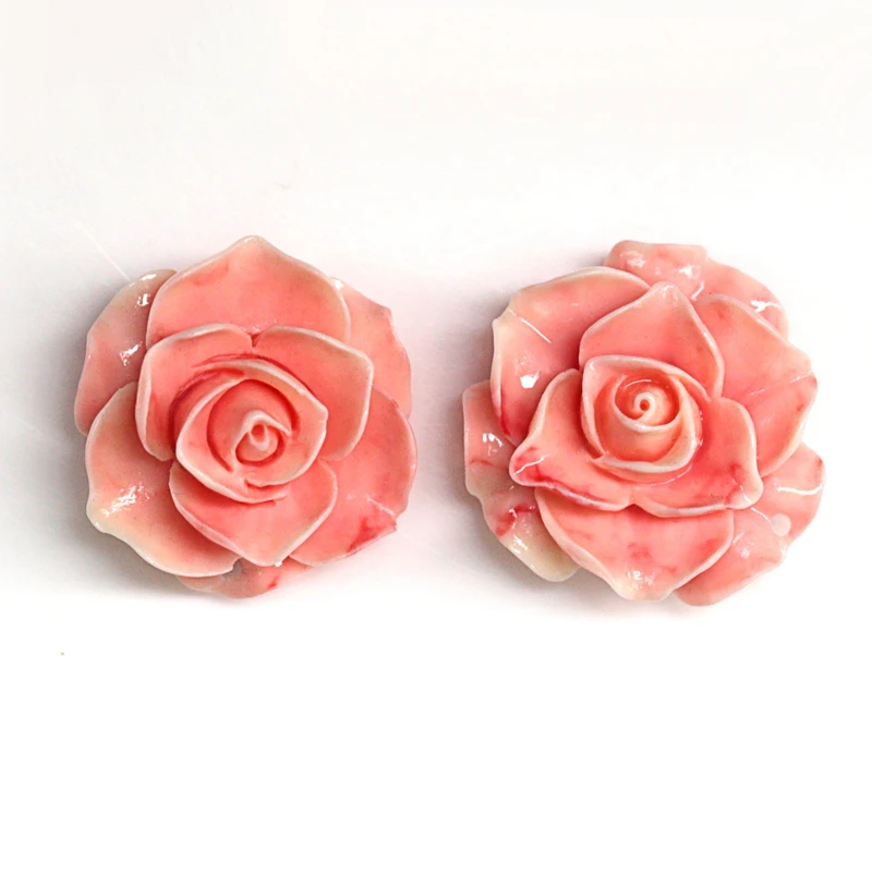 

33mm Earring Accessories Pink Conch Shell Carved Rose Flower Earrings beads, 33x33x13mm, 13.2g