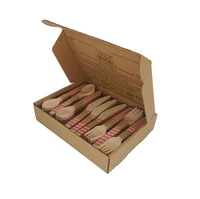 

100pcs disposable biodegradable no plastic 100% natural wooden party spoon fork knife cutlery/flatware in paper bags packing