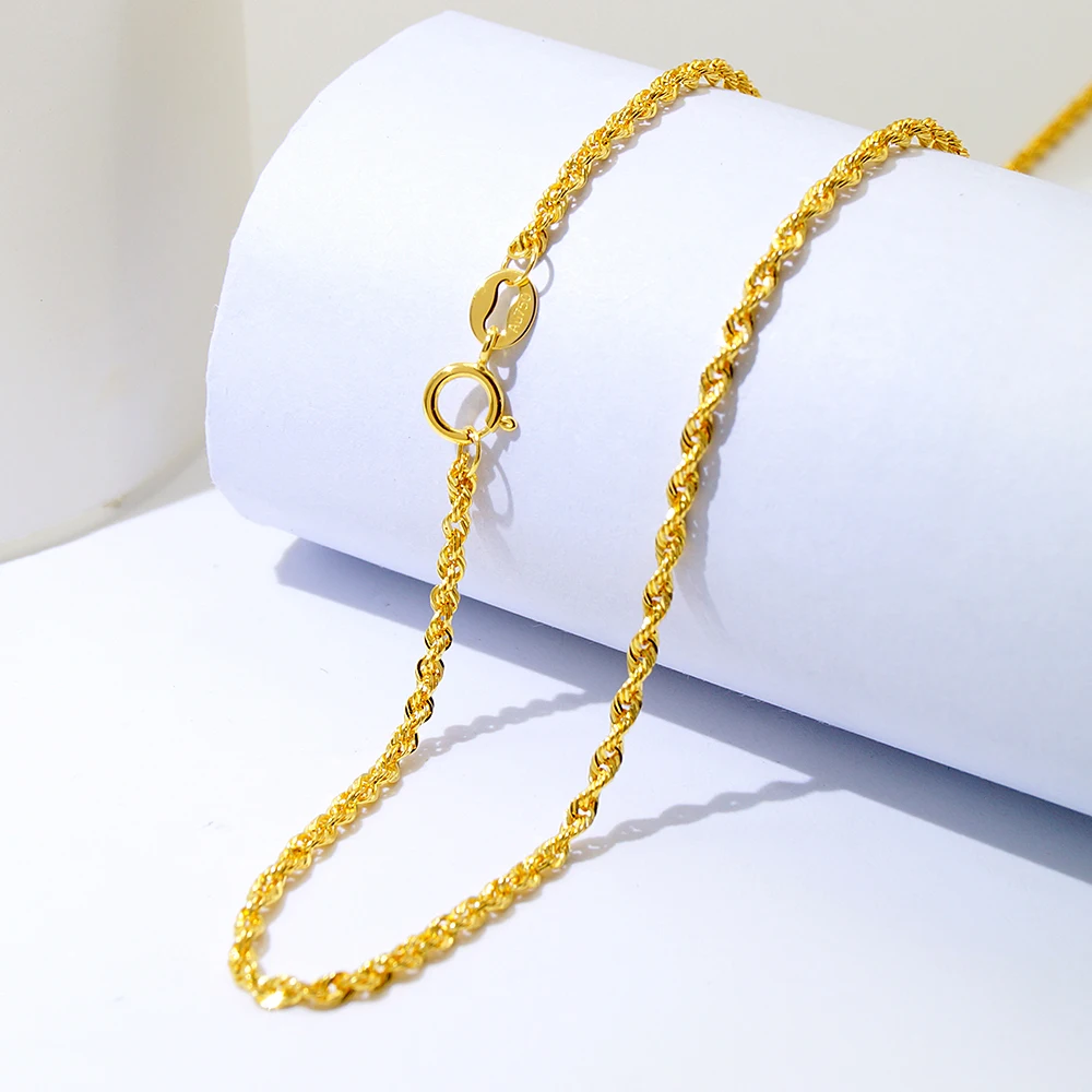 

Gold Chain Designs for Ladies Au750 18Carat 1.5mm Wholesale 18K Solid Gold Rope Chain for Necklace