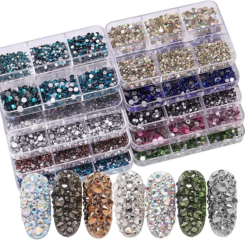 

BIN Nail Art Decoration Rhinestone Professional Nail Crystal Kit With Acrylic Storage Container